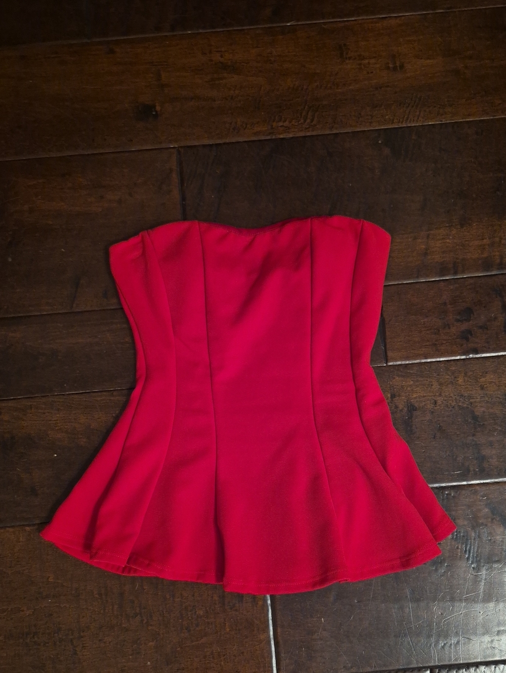 Body Central Red Strapless Peplum Top Nwot